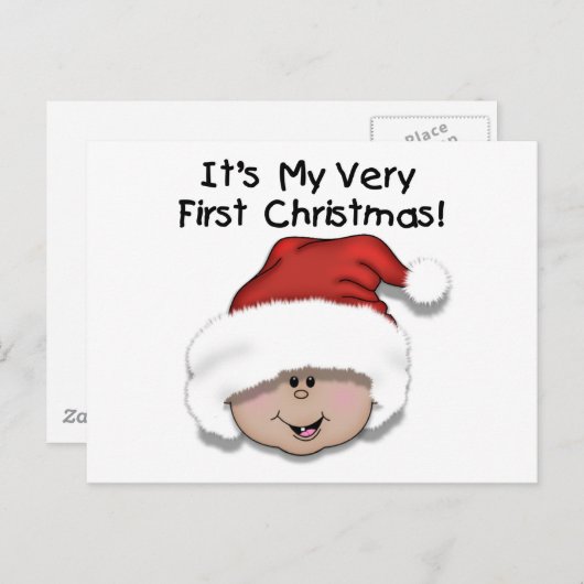 初めてのクリスマスラティーノベビーTシャツとギフト シーズンポストカード (正面/裏面)