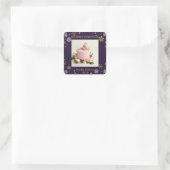 初めてのクリスマスラベンダーパープルベビーガール写真 スクエアシール (バッグ)