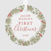 初めてのクリスマスリースベビーフォトオーナメント オーナメント (裏面)