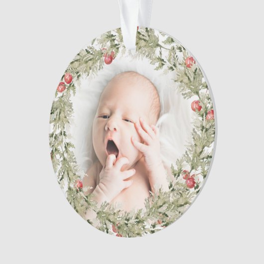 初めてのクリスマスリースベビーフォトオーナメント オーナメント (正面)