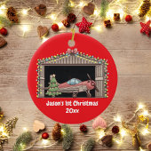 初めてのクリスマスレッドフライトツリーハングラーパイロットボーイ セラミックオーナメント