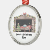 初めてのクリスマスレッドフライトツリーハングラーパイロットボーイ メタルオーナメント (左)