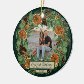 初めてのクリスマスワンフォトパイン素朴リース セラミックオーナメント (左)