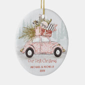 初めてのクリスマスヴィンテージカー セラミックオーナメント (右)