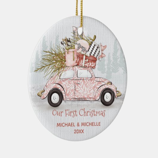 初めてのクリスマスヴィンテージカー セラミックオーナメント (右)