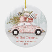 初めてのクリスマスヴィンテージカー セラミックオーナメント (裏面)