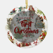 初めてのクリスマスヴィンテージフェスティバル写真 セラミックオーナメント (正面)