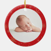 初めてのクリスマスヴィンテージフェスティバル赤い写真 セラミックオーナメント (裏面)