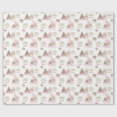 初めてのクリスマスヴィンテージ雪だるまガール名 ラッピングペーパー (フラット)