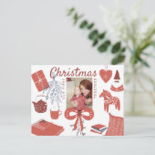 初めてのクリスマス一緒の写真 誕生のお知らせ ポストカード (スタンド正面)