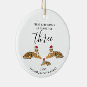 初めてのクリスマス三匹のかわいい虎の家族 セラミックオーナメント (右)