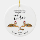 初めてのクリスマス三匹のかわいい虎の家族 セラミックオーナメント (裏面)