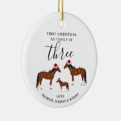 初めてのクリスマス三匹のかわいい馬の家族 セラミックオーナメント (右)