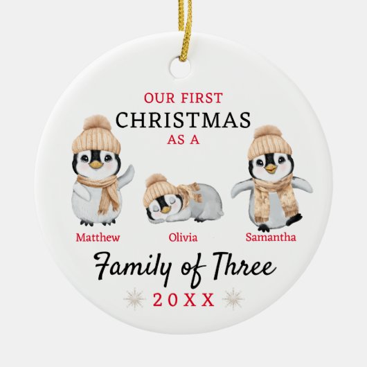 初めてのクリスマス三家 セラミックオーナメント (正面)