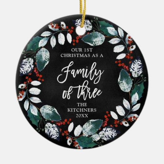 初めてのクリスマス三科の素朴リース セラミックオーナメント (正面)