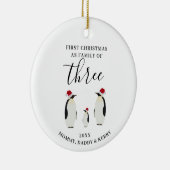 初めてのクリスマス三羽かわいいペンギンの家族 セラミックオーナメント (右)