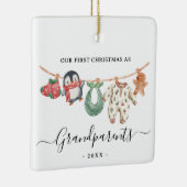 初めてのクリスマス写真かわいいbohoの祖父母 セラミックオーナメント (右)