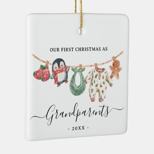 初めてのクリスマス写真かわいいbohoの祖父母 セラミックオーナメント (右)