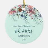 初めてのクリスマス写真ミントクリスマス セラミックオーナメント (正面)