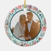 初めてのクリスマス写真ミントクリスマス セラミックオーナメント (裏面)