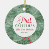 初めてのクリスマス写真 セラミックオーナメント (正面)