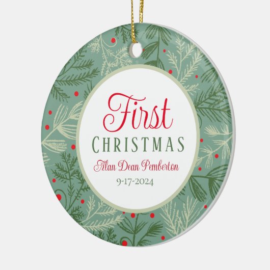 初めてのクリスマス写真 セラミックオーナメント (左)