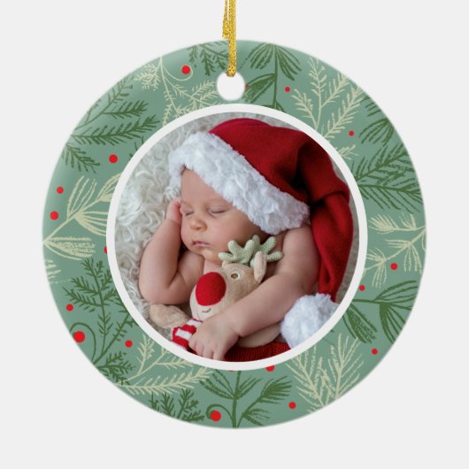 初めてのクリスマス写真 セラミックオーナメント (裏面)