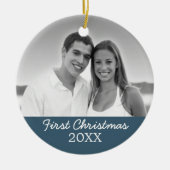 初めてのクリスマス写真 – 独身の側面 セラミックオーナメント (正面)
