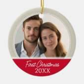 初めてのクリスマス写真 – 独身の側面 セラミックオーナメント (正面)
