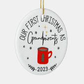 初めてのクリスマス写真：祖父母コーヒーカップ セラミックオーナメント (右)