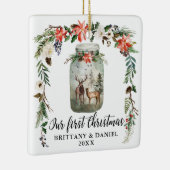 初めてのクリスマス冬のフローラデアーズフォトバック セラミックオーナメント (右)