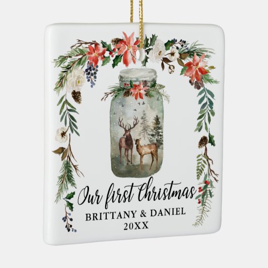 初めてのクリスマス冬のフローラデアーズフォトバック セラミックオーナメント (右)