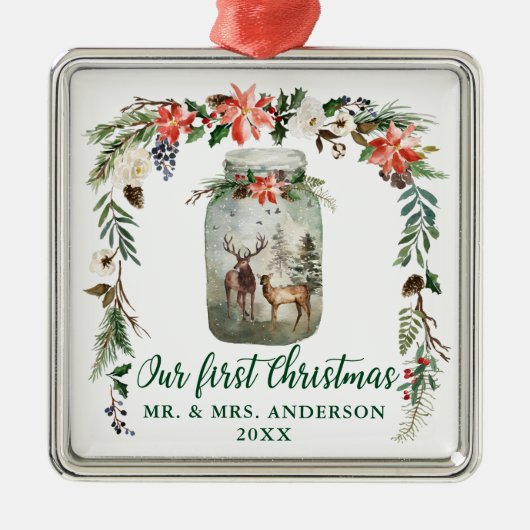 初めてのクリスマス冬のフローラディアグリーン メタルオーナメント (正面)