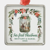 初めてのクリスマス冬のフローラディーズグリーン メタルオーナメント (正面)