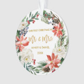 初めてのクリスマス冬のフローラ金ゴールドの写真の戻り オーナメント (正面)