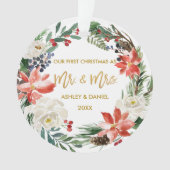 初めてのクリスマス冬のフローラ金ゴールドの写真の戻り オーナメント (正面)