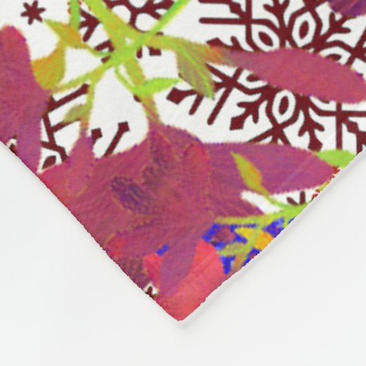 初めてのクリスマス冬の雪片マゼンタカラフルン フリースブランケット (角)