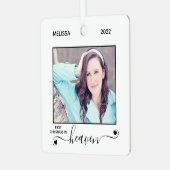 初めてのクリスマス天国シンプル2フォトメモリアル メタルオーナメント (正面左)