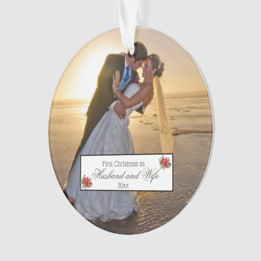初めてのクリスマス夫と妻 – Poinsettia オーナメント (正面)