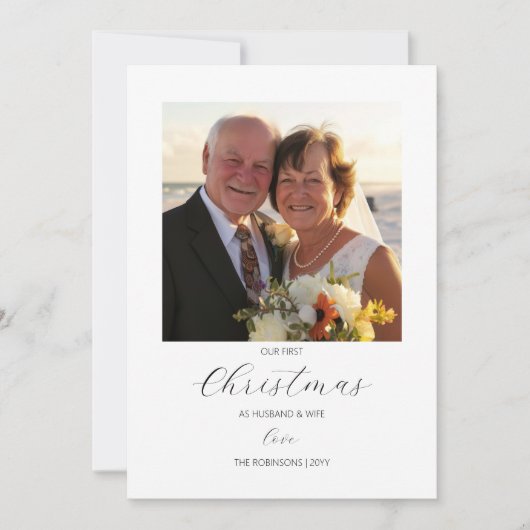 初めてのクリスマス夫妻のシンプルスクエア写真 シーズンカード (正面)