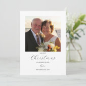 初めてのクリスマス夫妻のシンプルスクエア写真 シーズンカード (スタンド正面)