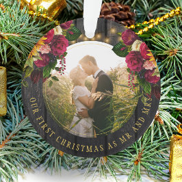 初めてのクリスマス夫妻のフローラ素朴な写真 オーナメント