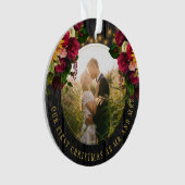 初めてのクリスマス夫妻のフローラ素朴な写真 オーナメント (正面)