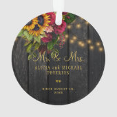 初めてのクリスマス夫妻のフローラ素朴な写真 オーナメント (裏面)