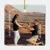 初めてのクリスマス夫妻の写真 セラミックオーナメント (裏面)