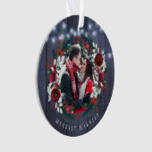 初めてのクリスマス夫妻の素朴なフローラ写真 オーナメント (正面)