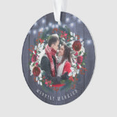 初めてのクリスマス夫妻の素朴なフローラ写真 オーナメント (正面)