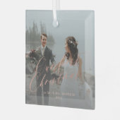 初めてのクリスマス夫妻の結婚した写真 ガラスオーナメント (正面左)