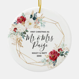 初めてのクリスマス夫妻の陶磁器オーナメント セラミックオーナメント