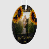 初めてのクリスマス夫妻ひまわり写真 オーナメント (正面)